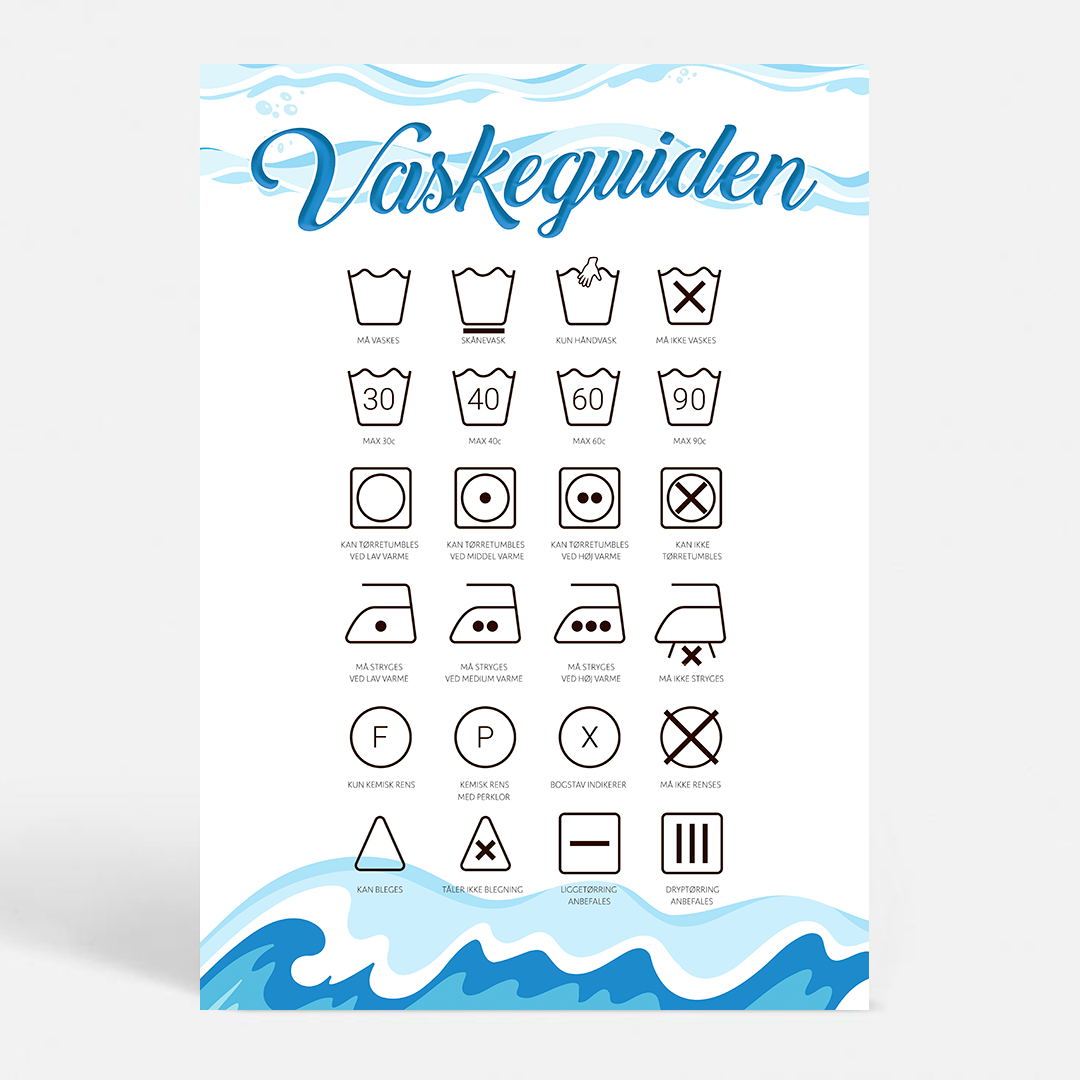 Vaskeguiden - Bestil den sjove og dekorative plakat her - Fra 99 dkk