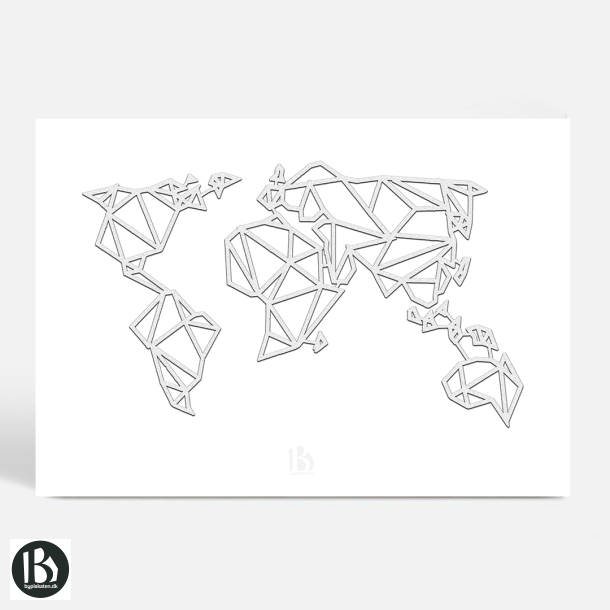 Verdenskort - Geometrisk - Hvid